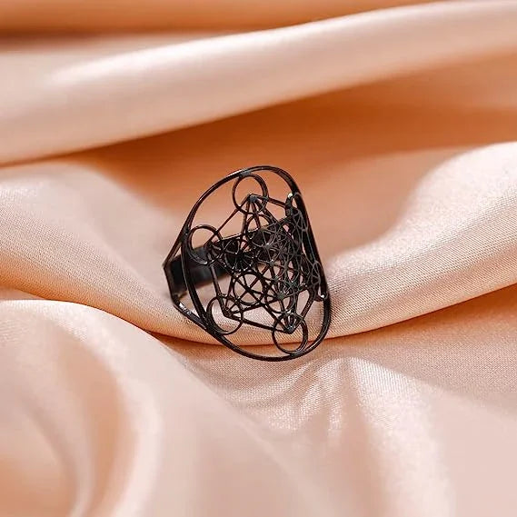 Metatron's Cube Ring Archangel Protection Women Ring Stainless Steel Jewelry