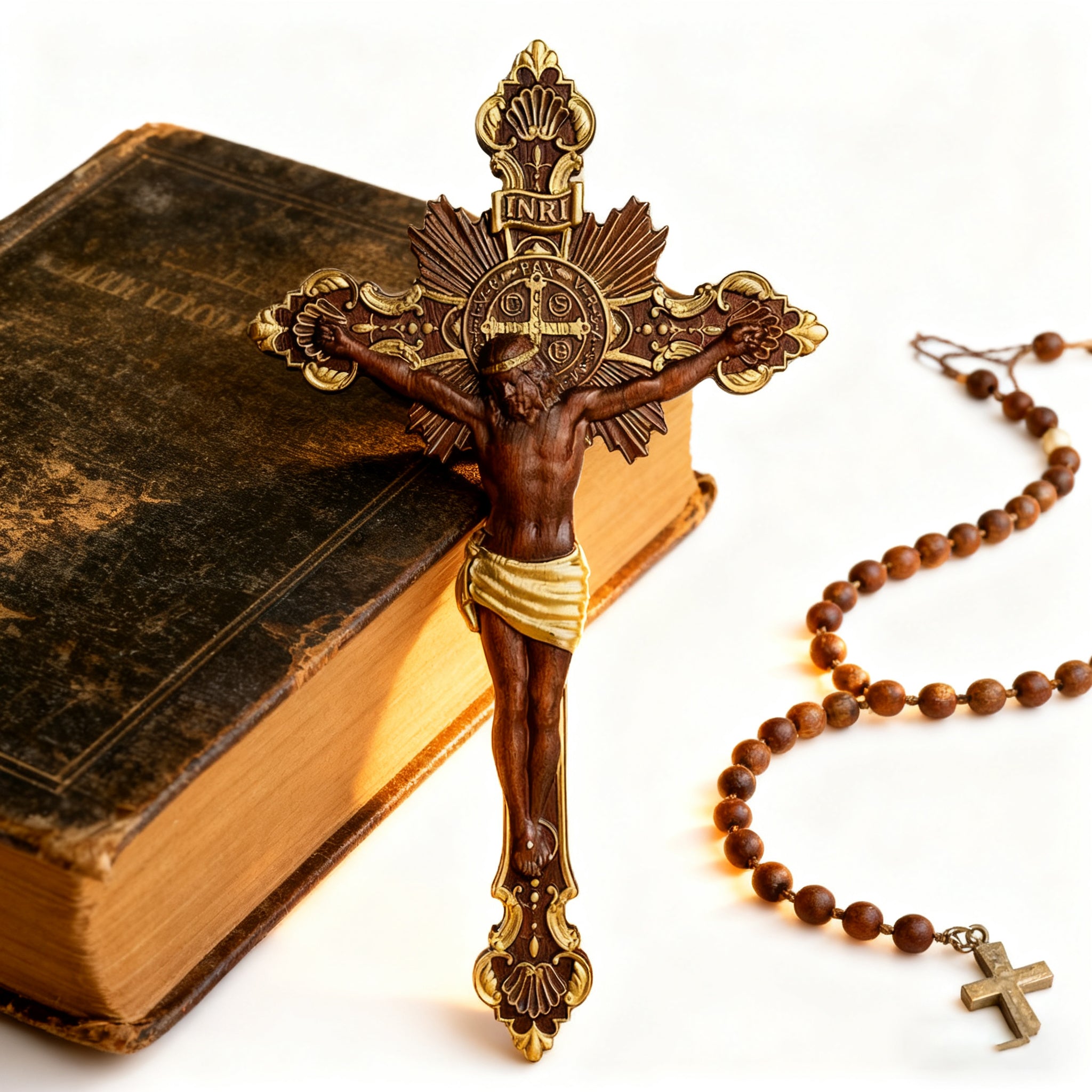 St. Benedict Exorcism Cross wood carved - Bless you and your family