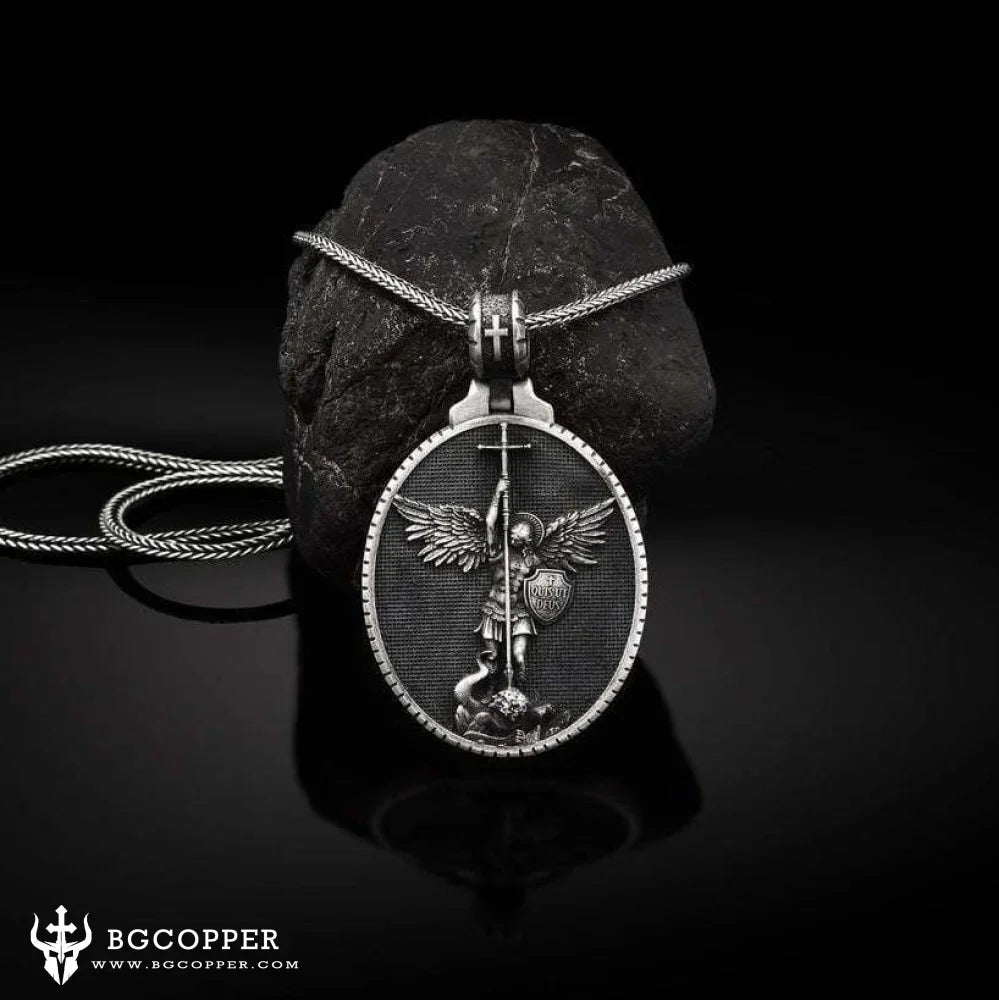 Archangel Saint Michael Medallion Necklace,The Patron Saint of Paratrooper Police Military Paramedic Fireman