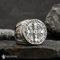Saint Benedict Stainless Steel Cross Ring