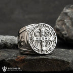 Saint Benedict Stainless Steel Cross Ring