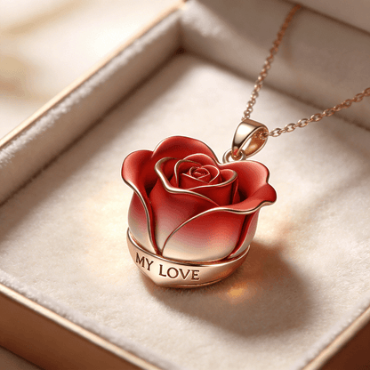 Personalized Rose Heart Necklace
