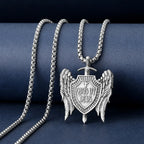 St Michael's Archangel Shield Necklace,The Patron Saint of Paratrooper Police Military Paramedic Fireman