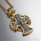 Double-sided S925k silver pendant depicting the Passion of Christ and St. George slaying the dragon.