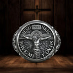 S925K Silver Jesus Crucifixion St. Benedict Medal Ring