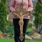 St. Benedict Exorcism Cross wood carved - Bless you and your family