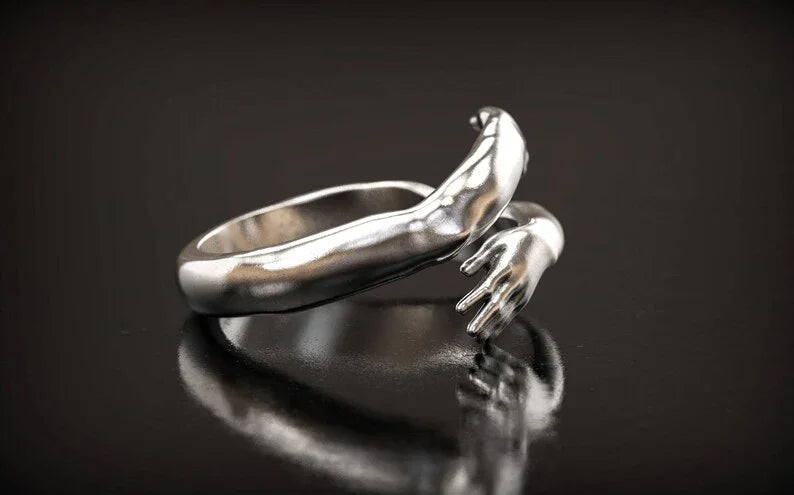 S925K Silver Embrace Gesture Ring