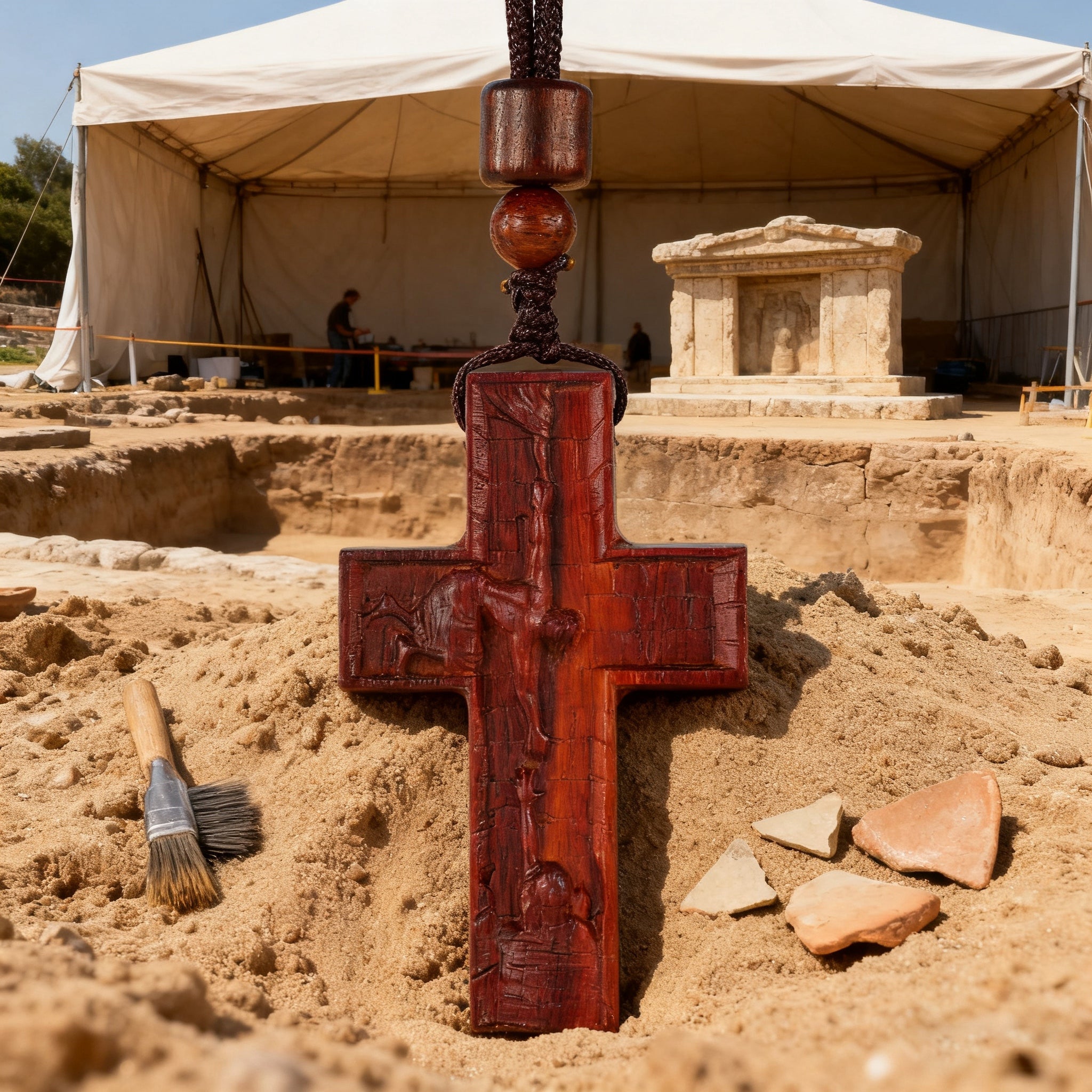 Wooden Savior Cross Necklace