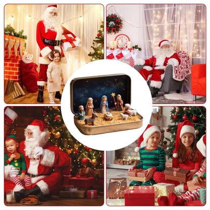 🔥Last Day 49% Off🎁Mini Christmas Nativity Set in a Tin Box🏆