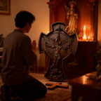 Archangel Michael Solid wood carving gift - Hand carved from a whole piece of wood