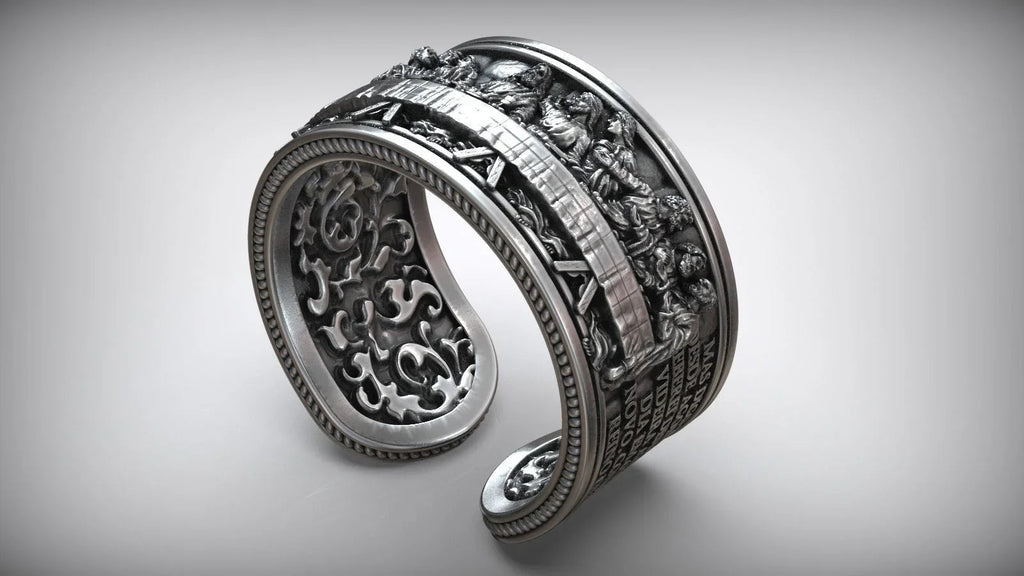 The Last Supper 925K Sterling Silver Open End Adjustable Ring