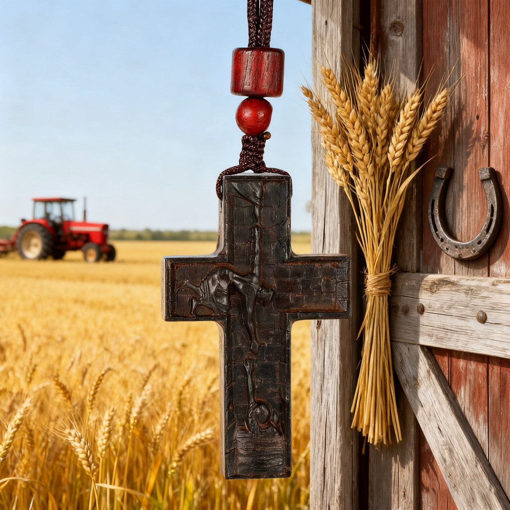 Wooden Savior Cross Necklace