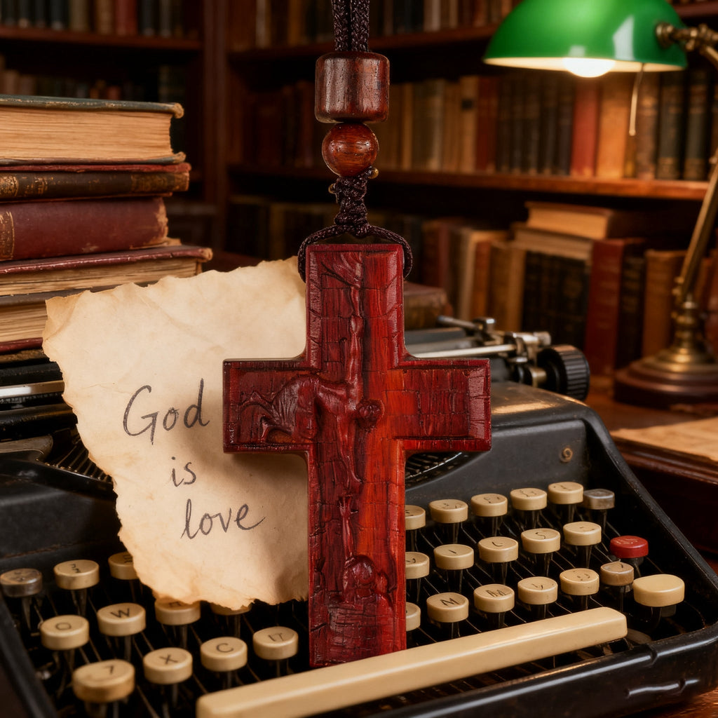 Wooden Savior Cross Necklace