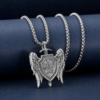St Michael's Archangel Shield Necklace,The Patron Saint of Paratrooper Police Military Paramedic Fireman