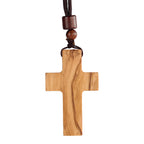 Wooden Savior Cross Necklace
