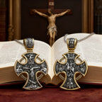 Double-sided S925k silver pendant depicting the Passion of Christ and St. George slaying the dragon.