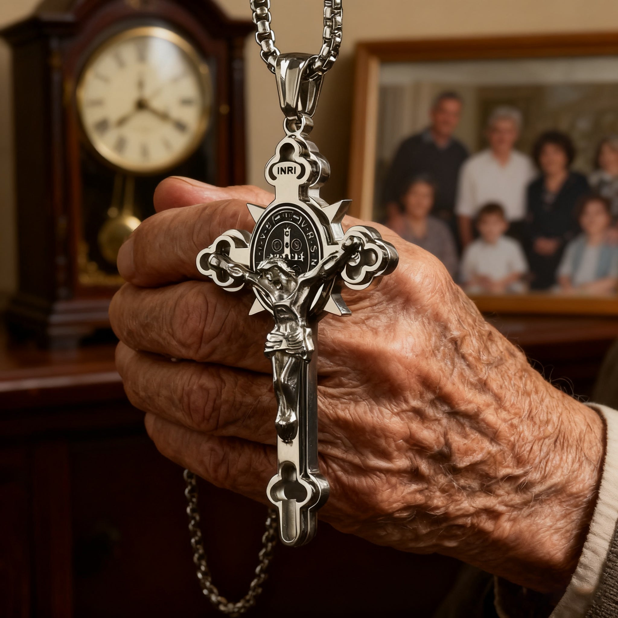 St. Benedict Exorcism Cross Necklace - Bless you and your family