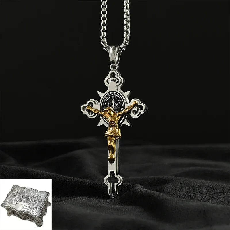 St. Benedict Exorcism Cross Necklace - Bless you and your family