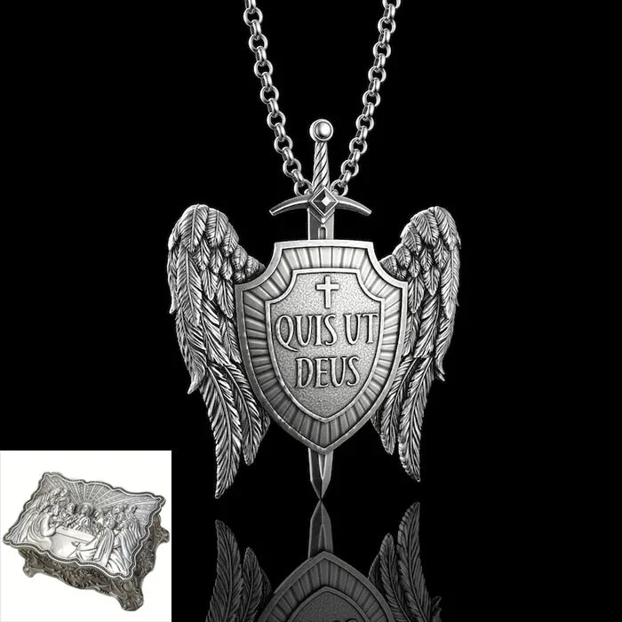 St Michael's Archangel Shield Necklace,The Patron Saint of Paratrooper Police Military Paramedic Fireman