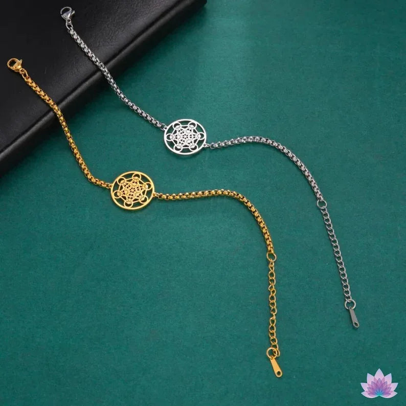 Metatron's Cube Bracelet|Archangel Symbol Jewelry Spiritual Women|Solomon Spells Sacred Geometry Stainless Steel Accessories