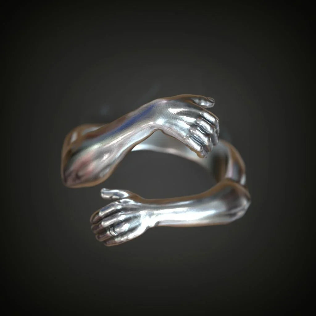 S925K Silver Embrace Gesture Ring