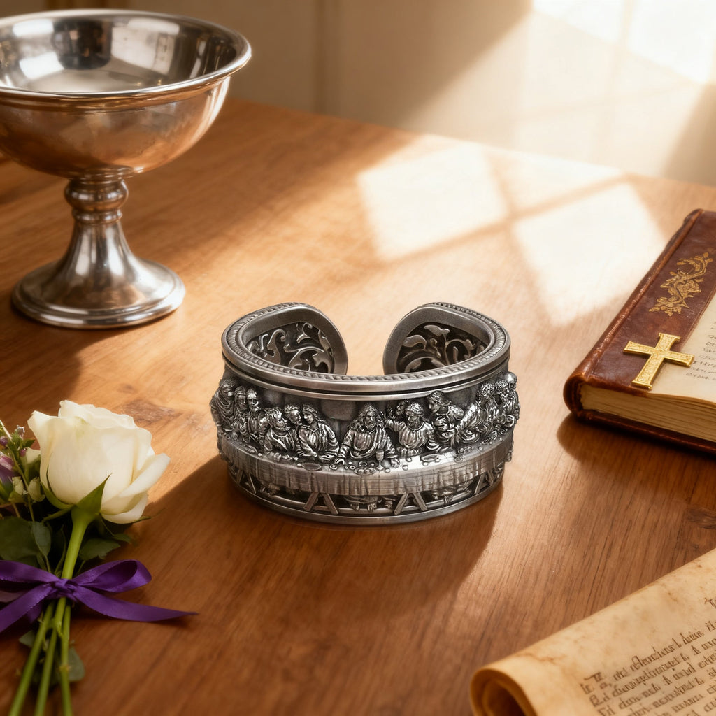 The Last Supper 925K Sterling Silver Open End Adjustable Ring