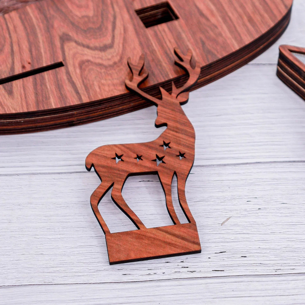 Illuminated Christmas Tree Nativity Scene Ornament with Reindeer