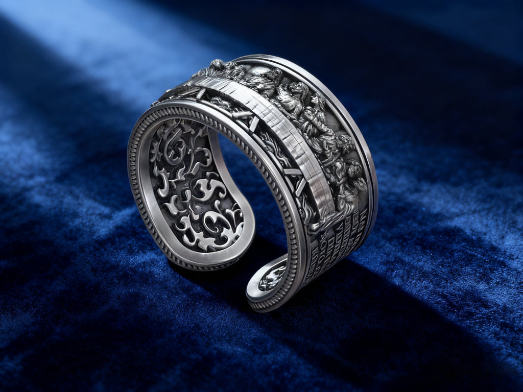 The Last Supper 925K Sterling Silver Open End Adjustable Ring