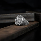 925K Sterling Silver St. Christopher and the Holy Child Jesus Sterling Silver Stamp Ring