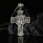 Sterling Pewter/S925K Silver Jesus Cross Necklace