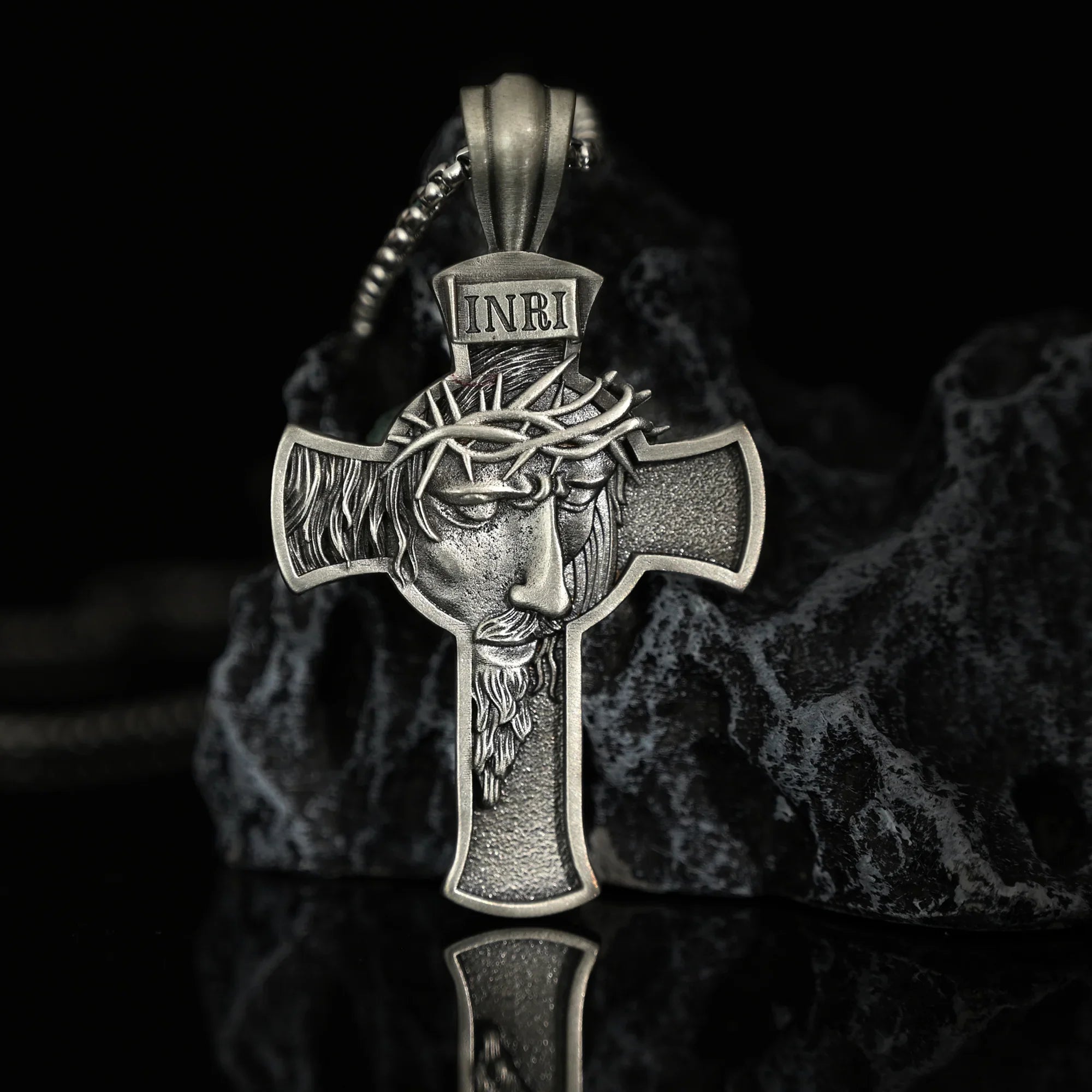 Sterling Pewter/S925K Silver Jesus Cross Necklace