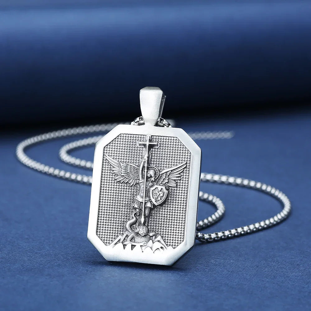 St.Michael Archangel Necklace guardian angel patron saint of paratroopers police military paramedics firemen Michael talisman protection