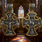 Double-sided S925k silver pendant depicting the Passion of Christ and St. George slaying the dragon.