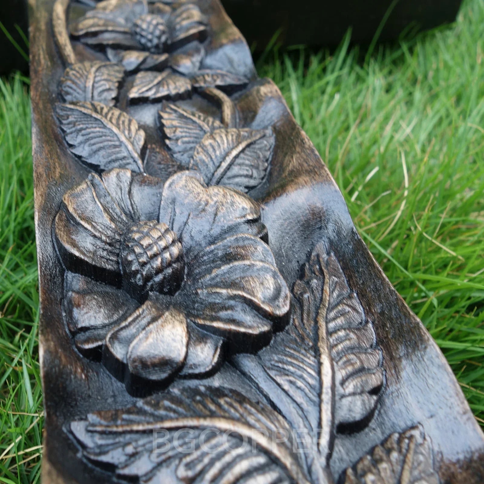 Hand-Carved Rose Cross Wall Art ✝️🌹 | Solid Beechwood Christian Decor with Golden Flowers