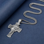 Sterling Pewter/S925K Silver Jesus Cross Necklace