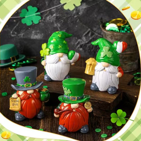 🔥Hot Sale 60% OFF 🍀4 pack St. Patrick's Day Resin Gnome Figurines💋