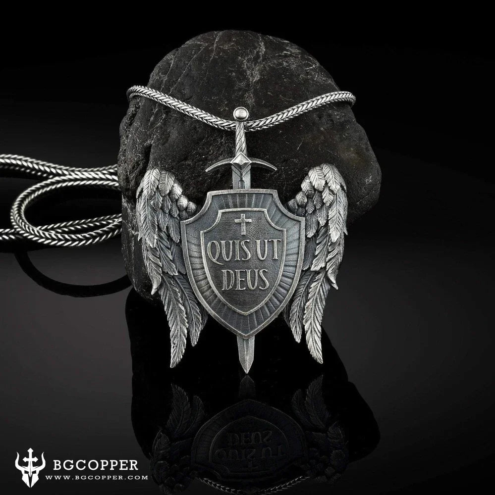 St Michael's Archangel Shield Necklace,The Patron Saint of Paratrooper Police Military Paramedic Fireman
