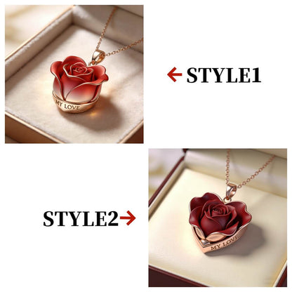 Personalized Rose Heart Necklace
