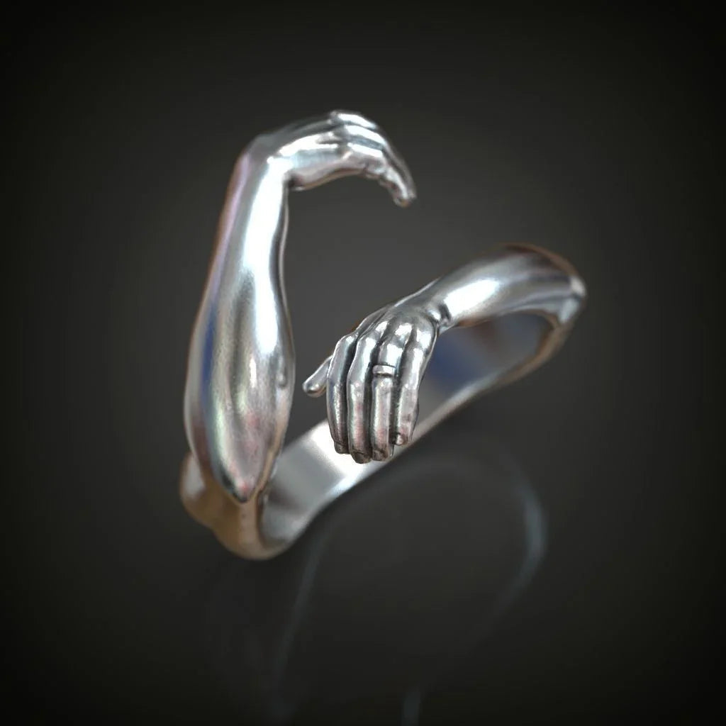 S925K Silver Embrace Gesture Ring
