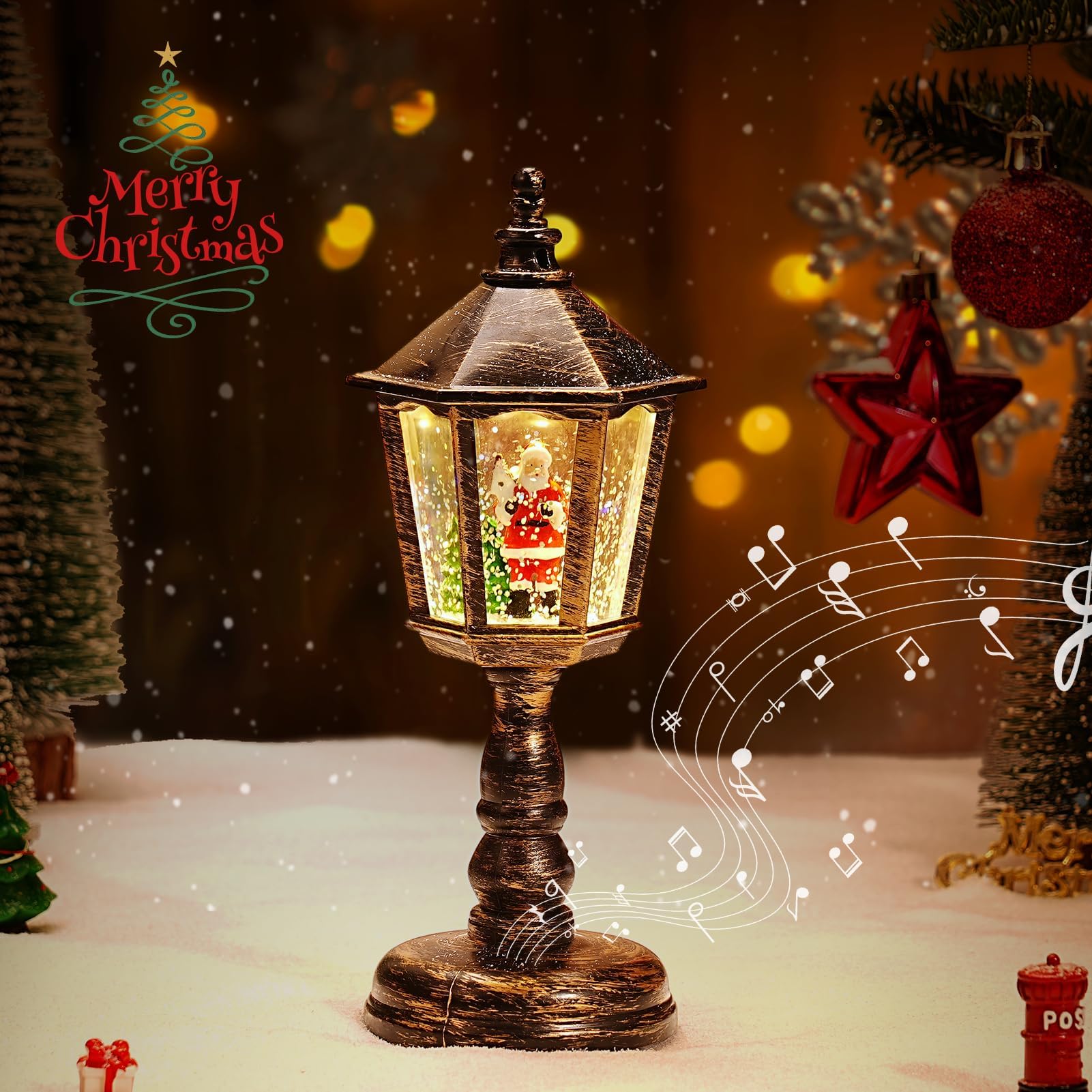 🏆🎄Christmas Snow Night Light with Music Luminous Decoration Lamp