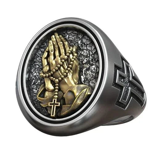 925K Sterling Silver Praying Hands Ring - Christian Symbol of Faith and Devotion