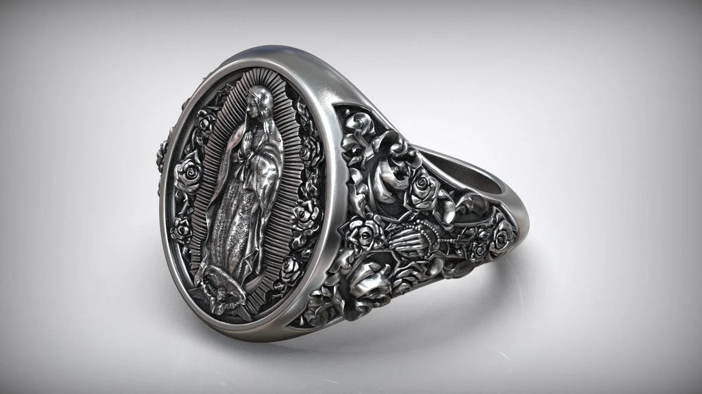 S925K Silver Our Lady of Guadalupe Ring