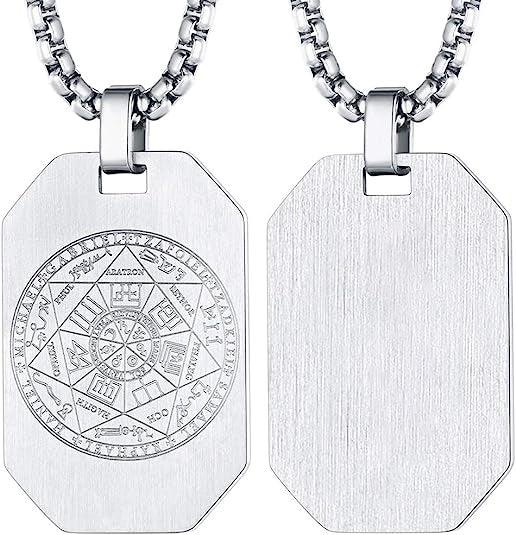 Vintage Titanium Seven Archangel's Seal Pendant - Amulet against evil eyes, curses, spells