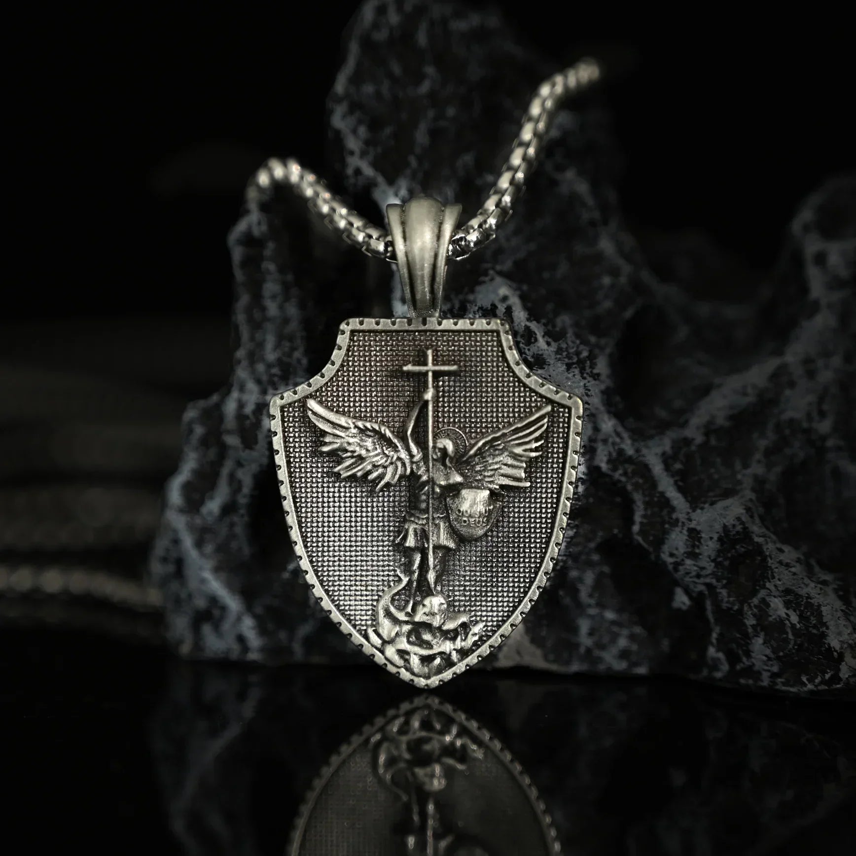 PURE TIN ST Michael's Archangel Necklace. Paratrooper Police Military Paramedic Grocers Mariners and military personnel Patron Saint Amulet