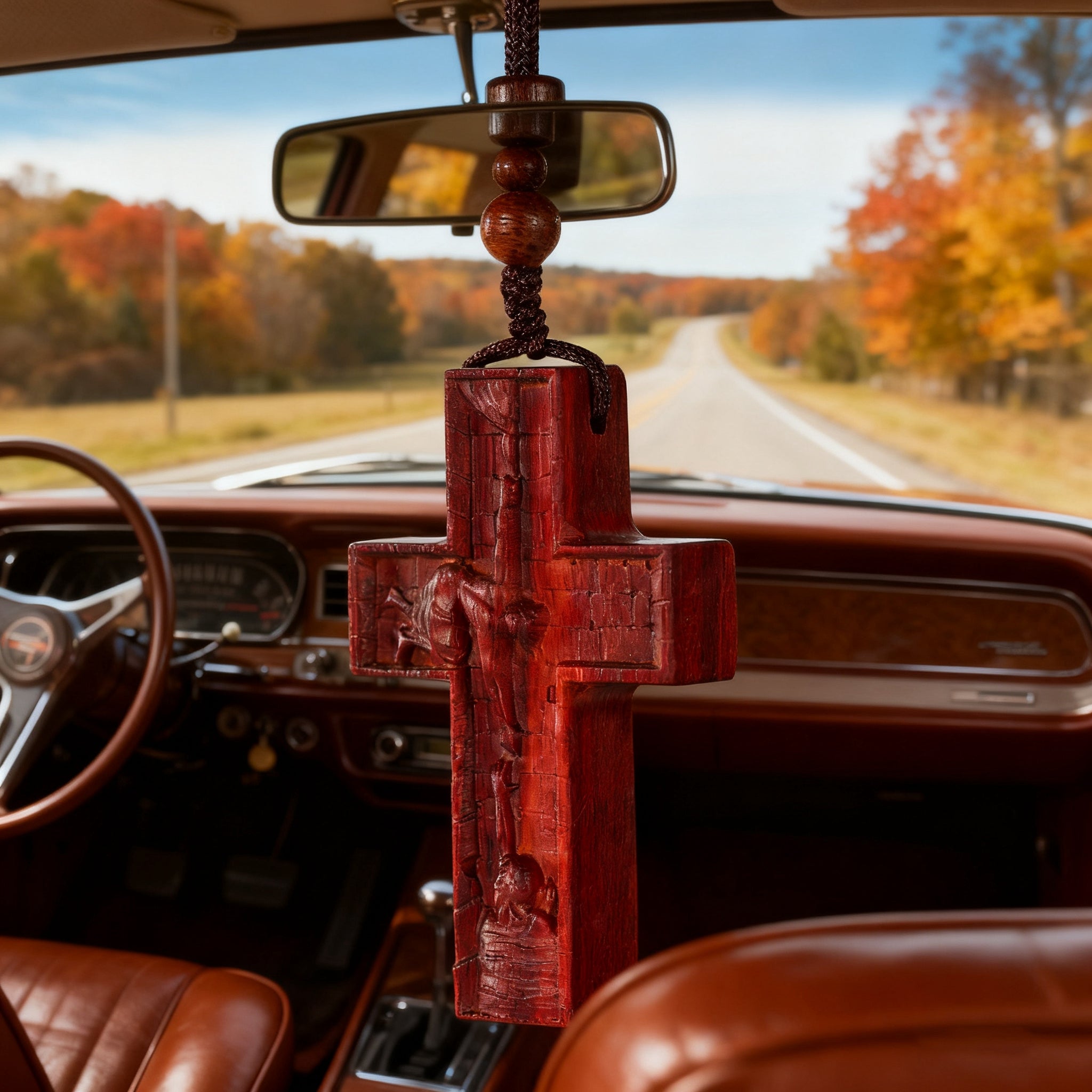 Wooden Savior Cross Necklace