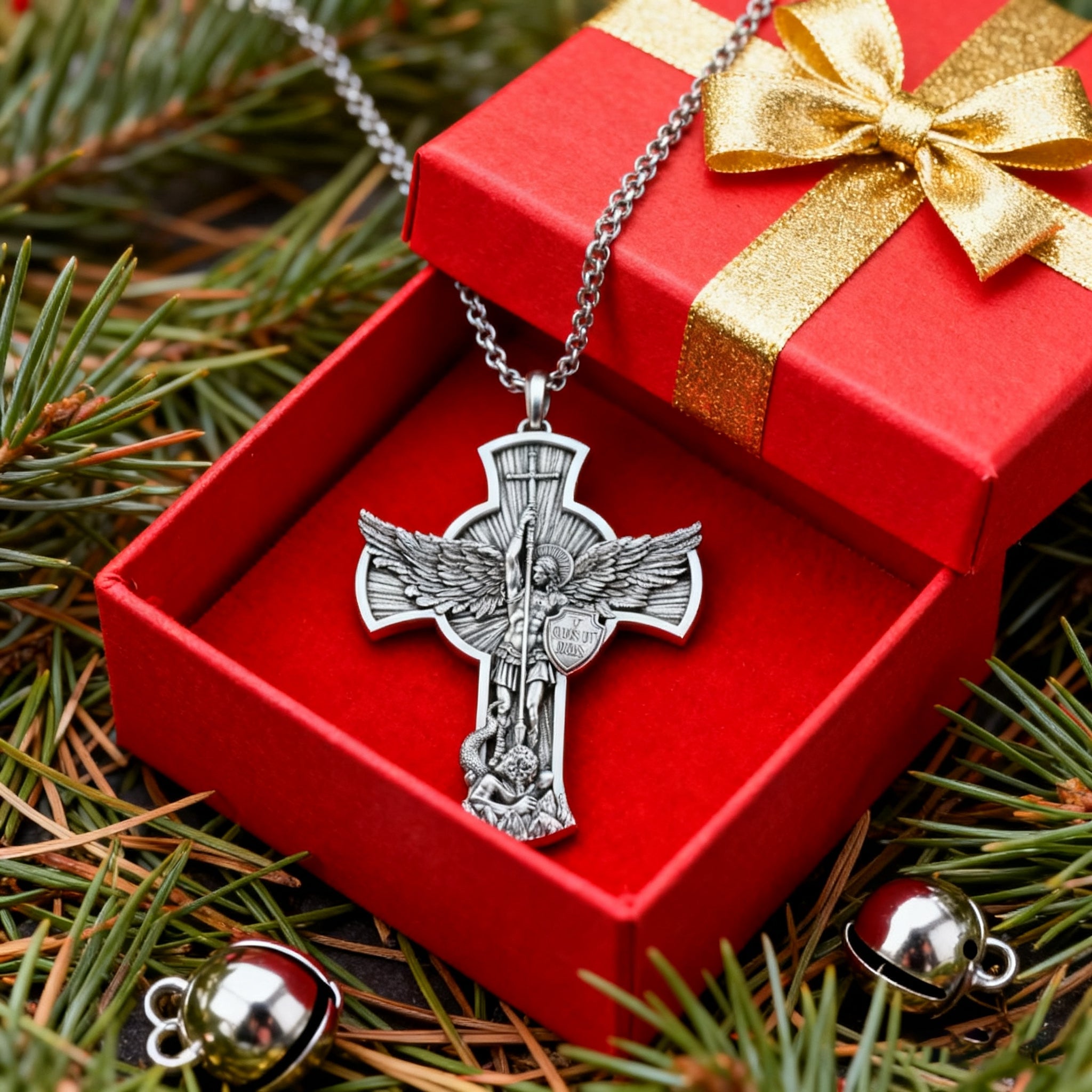 New titanium steel/S925K silver Archangel St. Michael necklace