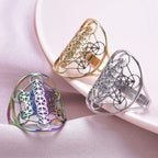 Metatron's Cube Ring Archangel Protection Women Ring Stainless Steel Jewelry