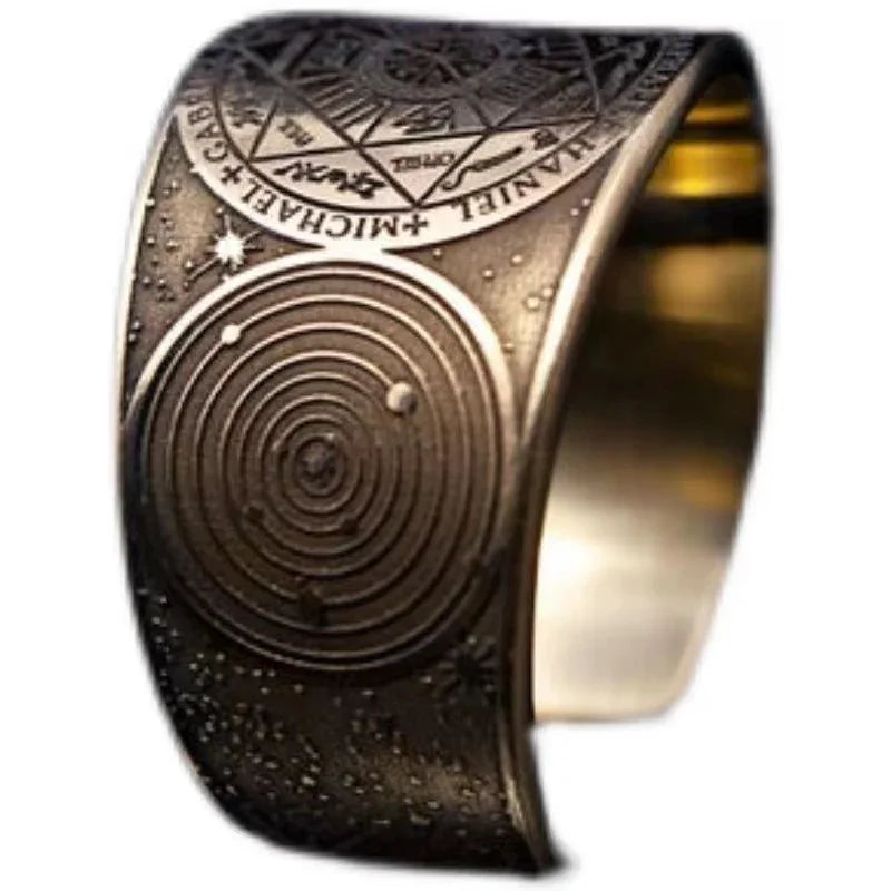 Vintage brass seven archangels symbol ring - amulet against evil eye, curse, spell