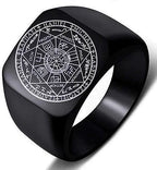 Seal of the Seven Archangels Stainless Steel Men's Trigger Finger Seal of Solomon