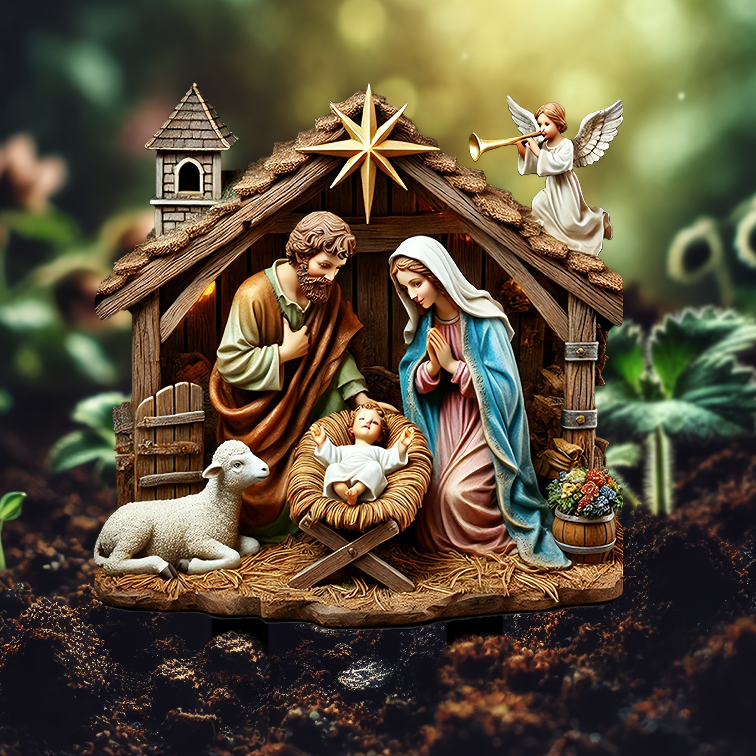 2D Acrylic Nativity Scene | Star of Bethlehem Christ Child Decoration